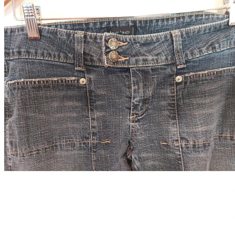 Bebe Vintage Y2K Low Rise Flare Jeans‎ Medium Wash Denim Patch Pockets Size 29